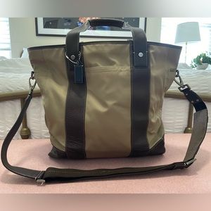 Authentic Coach nylon and leather tote with shoulder strap